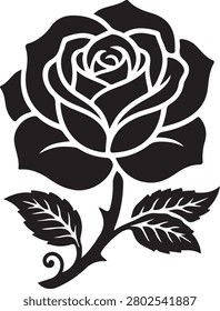 This premium black rose vector design features a striking single rose flower silhouette, perfectly rendered in high-contrast black and white artwork. The logo showcases bold black petals defined by clean, smooth curved white outline details, making it an ideal choice for modern floral emblems, tattoo-inspired branding, or sticker designs. Centered and symmetrical, this minimalist botanical illustration offers clean, crisp edges perfect for laser-cut stencils, premium logos, and scalable vector art.#BlackRose #VectorLogo #ElegantDesign #FlowerSilhouette #MinimalistLogo #BrandIdentity #ModernDesign #GraphicDesign #FloralLogo #SleekLogo #ScalableVector #LogoInspiration #BrandDesign #ElegantBranding