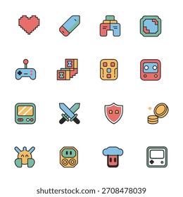 Dieses Premium-Gaming-Symbolset verfügt über saubere und moderne Vektorlinien-Symbole für Videospiele, eSports, Streaming-Plattformen, Apps, Websites und digitale Inhalte