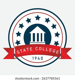 This premium institutional emblem vector logo badge with ribbon banner is deal for use in university branding, school logos, certificates, education-themed projects, and academic merchandise.