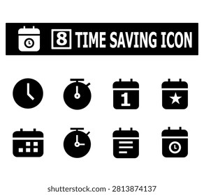 This premium Time Saving Icon Set features eight clean and modern glyph-style icons representing calendars, clocks, stopwatches, reminders, appointments, and scheduling tools. Designed with a minimalist black silhouette style, these versatile vector icons are perfect for mobile apps, websites, dashboards, productivity software, business presentations, user interfaces, planners, and project management systems. Ideal for UI-UX designers, developers, and creative professionals seeking professional time management and scheduling graphics.

#TimeSaving #Calendar #Clock #Stopwatch #Timer #Reminder #Schedule #Planner #Productivity #Deadline #Appointment #Business #UI #UX #Vector #Glyph #IconSet #Minimal #Modern #Dashboard #Management #Workflow #DigitalDesign #Silhouette #Interface