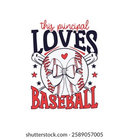 This principal loves baseball bow design, Baseball lover baseball season bow design