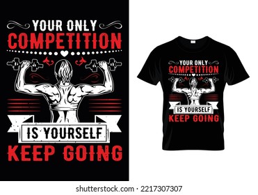 Este diseño de camiseta editable para gimnasio preparado para la impresión hará que sus diseños de camisetas se destaquen como nunca antes, el diseño es perfecto para impresión y comercialización.