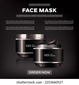 This is a product listing for a face mask. This includes space for a product image, a product title, and a list of features used for an e-commerce website, social media, or an email marketing campaign