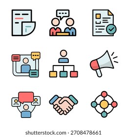Este conjunto de iconos corporativos profesionales incluye iconos de líneas de Vector modernos y limpios ideales para empresas, oficinas, presentaciones, Sitios web, App y materiales de marketing
