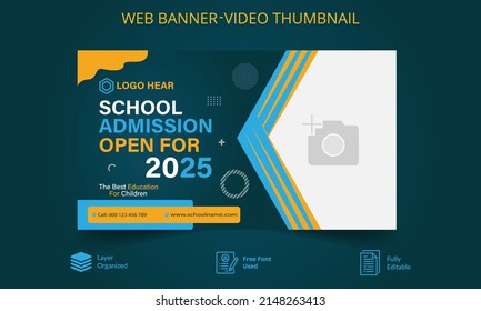 This is a Professional Creative School Admission thumbnail Banner design.