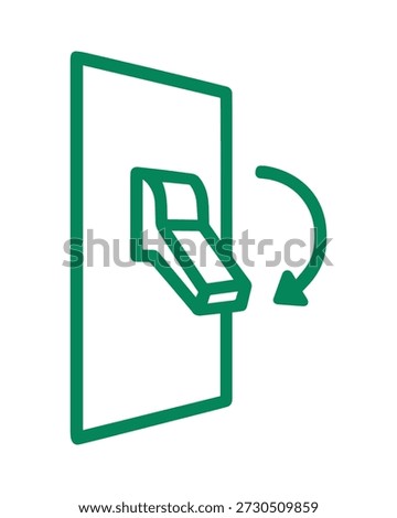 This professional environmental safety sign features a high-visibility green "CONSERVE ENERGY" header designed to promote sustainable practices in the workplace. The signage displays a green line-art illustration of a light switch being toggled to the off position, paired with a curved directional arrow and the explicit command "Turn off the lights". Ideal for offices, industrial facilities, and schools, these signs serve as a critical instructional reminder to reduce power consumption, lower utility costs, and maintain green initiative compliance.