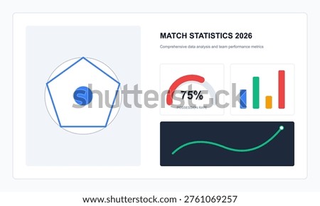 This professional infographic dashboard features comprehensive soccer match statistics including a radar chart, bar graphs, and possession rate indicators for advanced sports data analysis and visualization.