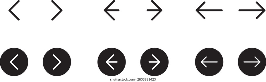 This professional left and right arrow icon collection features minimalist chevrons, directional arrows, and circular navigation button icons in multiple outline styles. Ideal for websites, mobile applications, dashboards, software interfaces, presentations, infographics, and user experience projects. These scalable vector icons offer clean lines, editable strokes, and modern styling, making them perfect for digital products, print materials, and navigation systems.

#ArrowIcons #LeftArrow #RightArrow #Navigation #Chevron #Direction #CircularIcons #RoundButtons #OutlineIcons #MinimalDesign #Vector #UI #UX #WebDesign #MobileApp #Interface #Dashboard #Editable #GraphicDesign #IconCollection