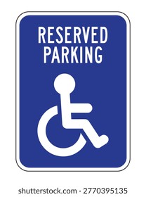 This professional regulatory-style sign features a solid blue background with bold white 