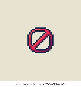 this is prohibited icon in pixel art, this item good for presentations,stickers, icons, t shirt design,game asset,logo and your project.