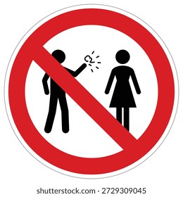 This prohibition sign clearly indicates that spitting is not allowed, especially towards other individuals, promoting public hygiene and respect.