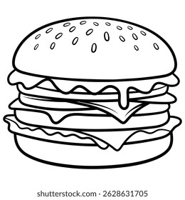 This project features a black and white vintage-style burger illustration