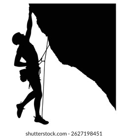 This project features a dynamic black-and-white silhouette illustration of a rock climber scaling a steep overhang.