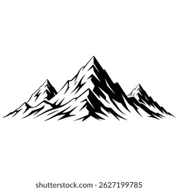 Este proyecto presenta una sorprendente Ilustración vectorial en blanco y negro de una escarpada cordillera.