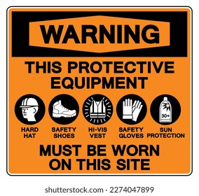 This Protective Equipment Must Be Worn On This Site Symbol Sign ,Vector Illustration, Isolate On White Background Label. EPS10