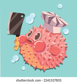 This is The Puffer Fish wants to Cook, download this artwork and choose the enhanced license for more usability