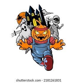 This PUMPKIN NIGHT HALLOWEEN PARTY artwork illustration can be used for posters, flyers, stickers, merchandise for your Halloween event and many other things that can be used for Halloween themed even