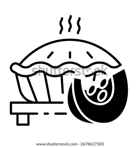This Pumpkin pie icon is suitable for Fall Season, etc.