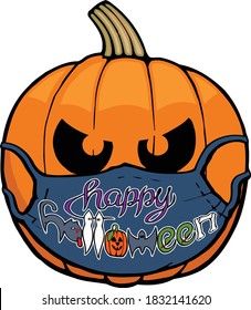 This pumpkin is ready for 2020 halloween. This design features a collection of pumpkins wearing different face masks. 