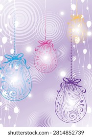 This purple Easter egg background vector illustration features beautifully designed patterned Eastertide eggs hanging from strings against an elegant purple circular-patterned background. The artwork represents Eastertime celebration, spring holidays, festive decoration, seasonal greetings, and creative festival design. With its stylish ornamental egg and modern decorative composition, this illustration is ideal for digital wallpapers, greeting cards, social media graphics, banners, invitations, posters, and seasonal marketing materials.

The design combines traditional Easter symbols with a contemporary artistic style. The hanging decorated egg create a festive atmosphere, while the background adds a sense of elegance, creativity, and sophistication. The detailed egg patterns provide visual interest and make the artwork suitable for both personal and commercial holiday projects.

Easter eggs are among the most recognizable symbols of Easter celebrations around the world. They represent new life, renewal, hope, and the arrival of spring. In this illustration, the colorful patterned eggs create a joyful and decorative festival theme suitable for a wide range of applications.

The color palette gives the design a unique and premium appearance. Purple is often associated with creativity, spirituality, elegance, and celebration. Combined with ornamental patterns, it creates a sophisticated Easter-themed composition.

This vector illustration represents many important holiday and seasonal themes, including:

Eastertime celebration
Decorative Eastertime eggs
Purple holiday scene
Spring festival
Eastertime greeting design
Hanging decoration
Festive wallpaper
Festivals invitation
Seasonal marketing
Ornamental pattern
Spring festivals artwork
Family celebration
Religious festival
Creative scene