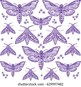 This is a purple pattern with night butterflies