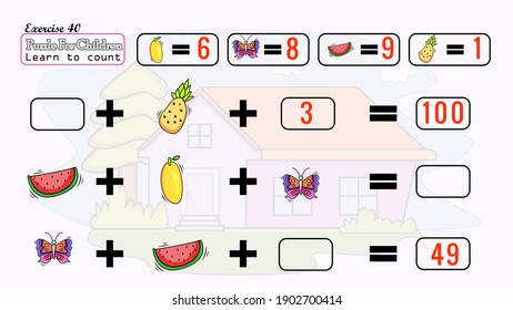 This puzzle for children learn to solve it and learn to multiply 
have beautiful fruits , cartoon houses beautiful and nice doodles have a range of 1 to 100