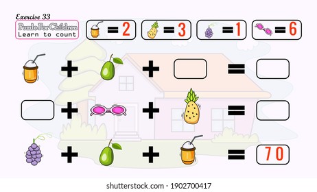 This puzzle for children learn to solve it and learn to multiply 
have beautiful fruits , cartoon houses beautiful and nice doodles have a range of 1 to 100