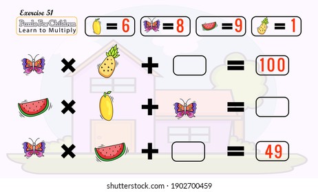 Este rompecabezas para los niños aprende a resolverlo y a multiplicarse 
tienen hermosas frutas , casas de dibujos animados hermosos y lindos doodles tienen un rango de 1 a 100