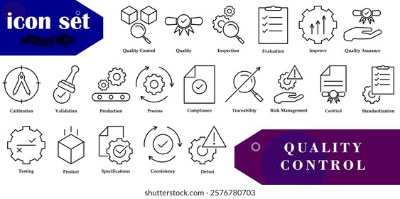 This Quality Control line Icon Set, to visually enhance your reports, presentations, websites and applications.