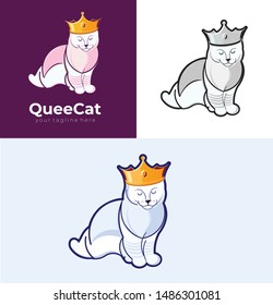 This is a queen cute cat logo template for your brand or more