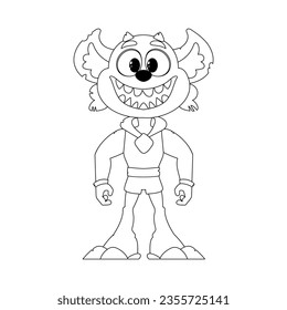 This is a quirky and odd character from a cartoon. Childrens coloring page.