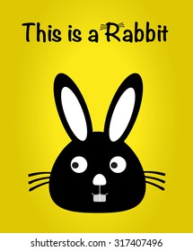 This is a rabbit, bunny vector, cute rabbit colorful. yellow background