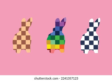 This is Rabbit in Ichimatsu Japanese pattern style.