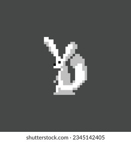 this is a rabbit in pixel art with white color and black background,this item good for presentations,stickers, icons, t shirt design,game asset,logo and project.