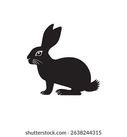 This rabbit silhouette vector icon features clean and simple rabbit, hare, and bunny shapes. Perfect for any design, this bunny, hare, and rabbit vector is ideal for logos.