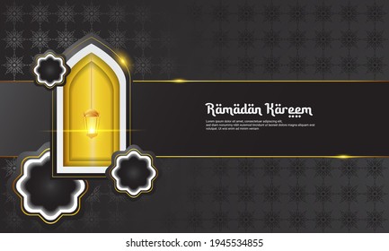 This Ramadan background with lit lantern elements, in white, gold and black, is perfect for Islamic themed backgrounds