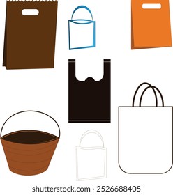 This is a range of Lifting Kraft Carry Bags, Shopping Baskets, paper bag. These carts are plastic free and made of paper which is in a vector file and can be used in any way like shoping webside.