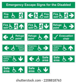 This range of signs are specifically designed to assist the safe evacuation of the physically disabled in the event of an emergency.