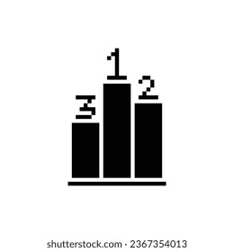 this is ranking stand icon 1 bit style in pixel art with black color and white background ,this item good for presentations,stickers, icons, t shirt design,game asset,logo and your project.