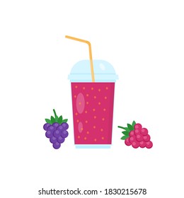 This is a raspberry and blackberry juice isolated on white background.
