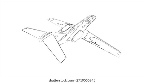 Este é um desenho de avião realista, um esboço de linha que você pode facilmente usar ou modificar.