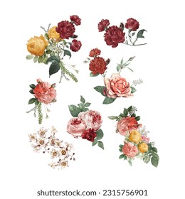 This is a realistic flower collection vector.