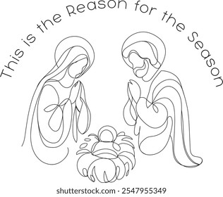 This is the reason. Jesus is King, Single continuous line drawing Merry Christmas
