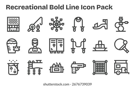 Este pacote de ícone Recreacional inclui 18 vetores Bold Line, perfeito para melhorar interfaces digitais.