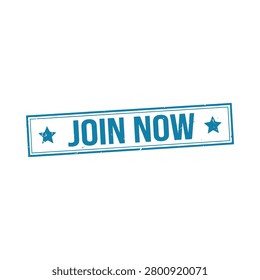 This is a rectangular stamp with the text 'JOIN NOW' and two stars, presented as a vector illustration with a