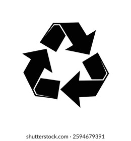 This is the recycling symbol, consisting of three arrows forming a triangle. It signifies the process of recycling and sustainability