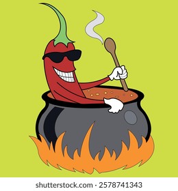 this is a red chili cooking vector design