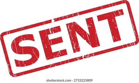 This red distressed rubber stamp shows the word 