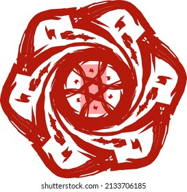 esta es una ilustración vectorial de un motivo floral rojo