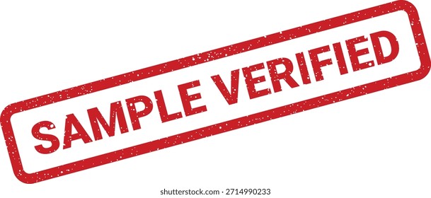 Este gráfico de sello de goma grunge rojo presenta texto 'MUESTRA VERIFICADA', perfecto para validar muestras en control de calidad o procesos oficiales.